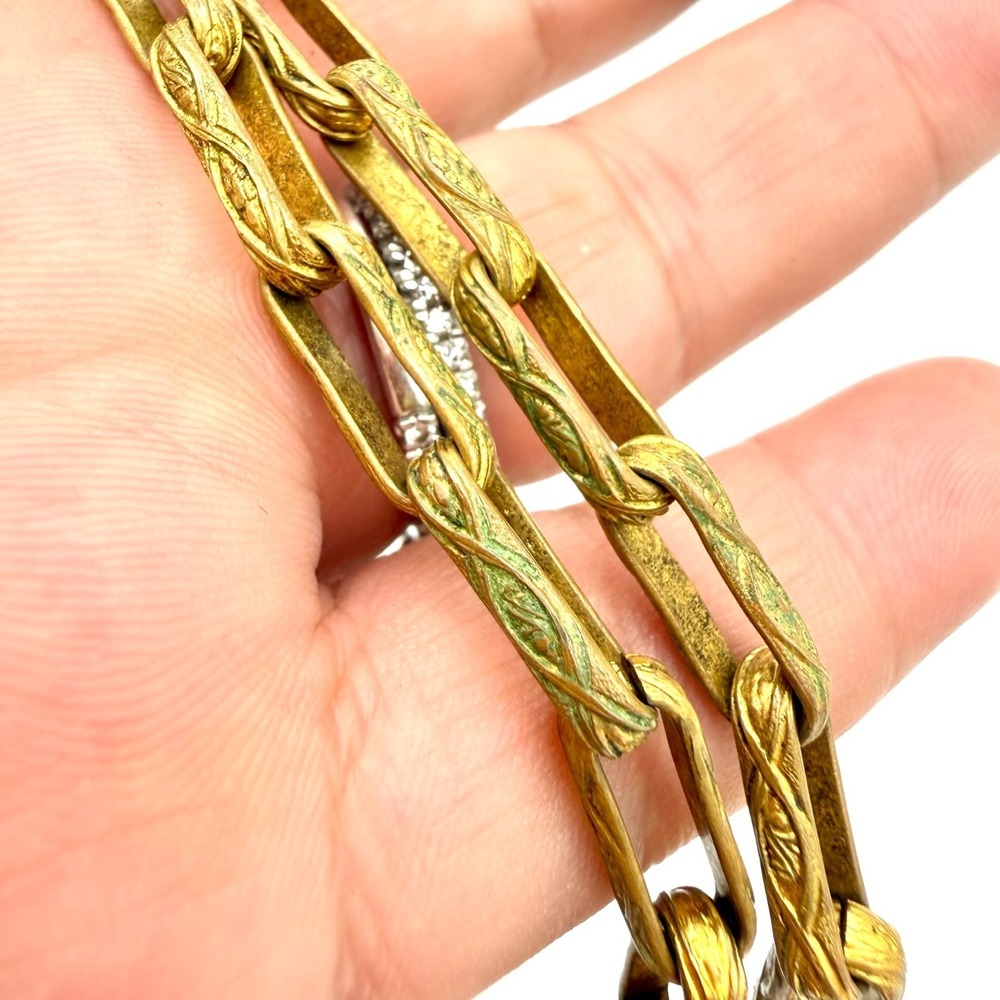 1970s CHANEL Gripoix Necklace Red Poured Glass Cluster 29" Gilt Chain VTG 105g - Picture 11 of 16